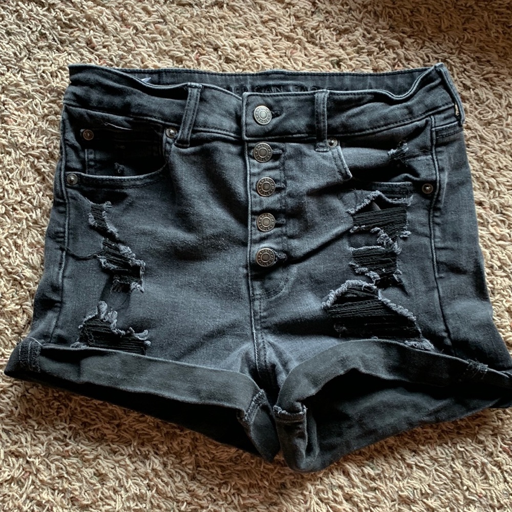 American Eagle black denim shorts